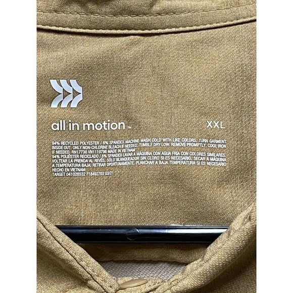 All In Motion Long Sleeve Button Up XXL Brown  Mens Lightweight Quick Dry Shirt - Picture 9 of 13